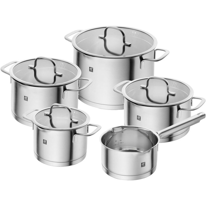 Набір каструль ZWILLING TrueFlow, 5 предметів, з носиком, для індукції, нержавіюча сталь, сріблястий