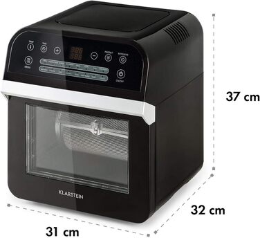 Фритюрниця Klarstein AeroVital Cube: фритюрниця, аерогриль, аерофритюрниця без олії, 1600 Вт, 12 л, 13 програм, таймер, чорний