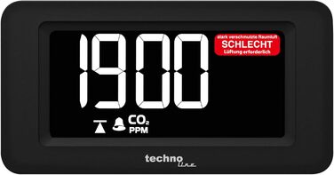 Монітор CO2 Techno Line, портативний, акумуляторний, чорний (WL1022)