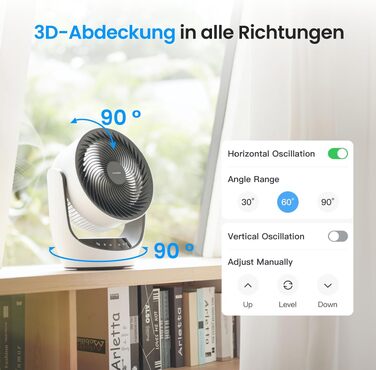 Вентилятор USB SwitchBot настільний з акумулятором, тихий (24 дБ), сумісний з Alexa/Google/Siri (потрібен хаб), 4 режими, таймер 9 год