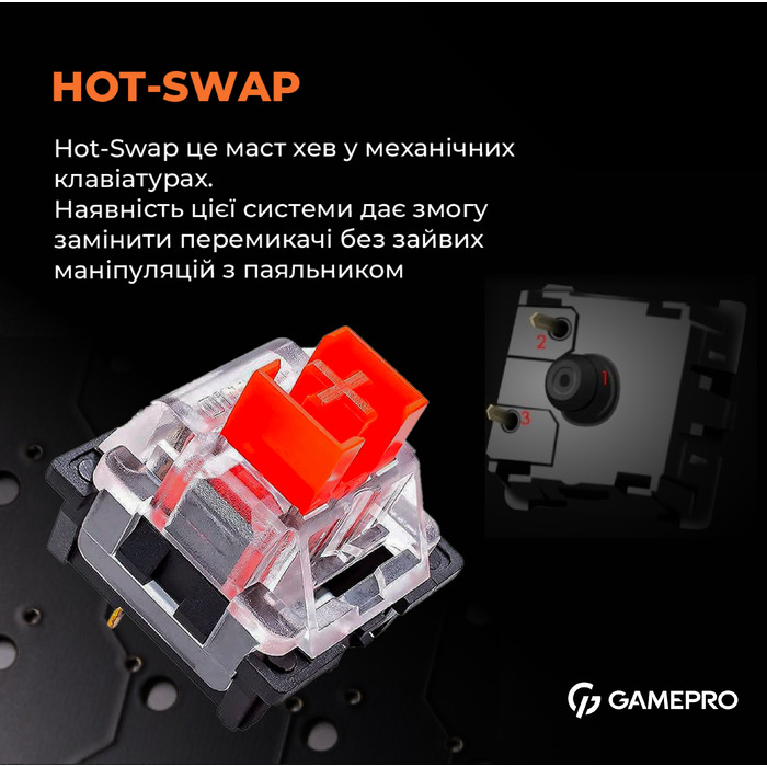 Дротова механічна клавіатура GamePro MK130R (Red) з Hot-Swap RGB Black