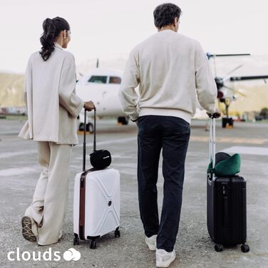 Подорожня подушка для шиї CLOUDS з ефектом пам'яті (Memory Foam) для літака та авто, регульована, дихаюча тканина, розмір S/M, чорна