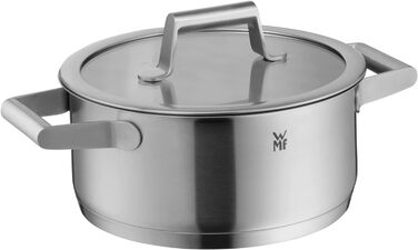 Набір каструль WMF Comfort Line для індукції, 5 предметів, матова нержавіюча сталь Cromargan, зі скляними кришками, з мірною шкалою, можна штабелювати, без покриття