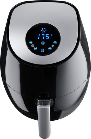 tectake® Аерофритюрниця (Airfryer) 3,6 л, сенсорний дисплей, 7 програм, без масла і жиру, підходить для посудомийної машини, з аксесуарами та кулінарною книгою, чорна