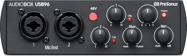 PreSonus AudioBox 96: USB аудіоінтерфейс для запису, стрімінгу, подкастингу + Studio One Artist, Ableton Live Lite (чорний)