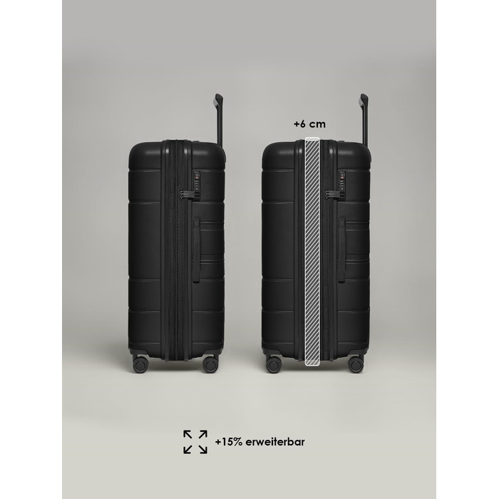 Валіза для подорожей REDOLZ Essentials 11 XL, пластикова, чорна, 76x51x32 см, з TSA-замком та розширенням