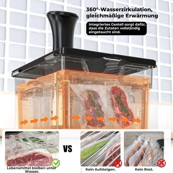 Контейнер для Sous Vide 11л з кришкою та решіткою, полікарбонат (без BPA), універсальний для багатьох Sous Vide пристроїв