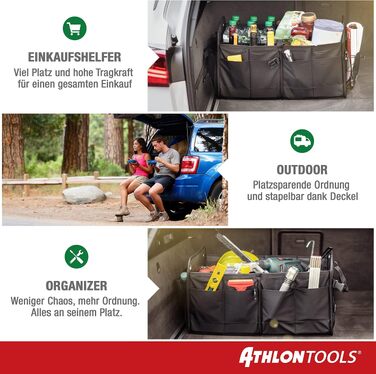 Органайзер у багажник авто ATHLON TOOLS Premium з кришкою, 60 літрів, чорний