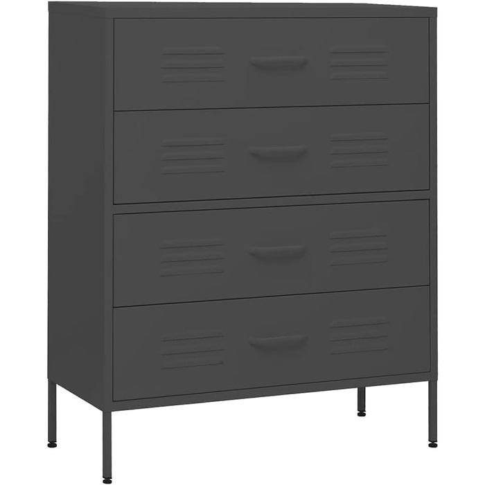 Комод з 4 шухлядами Sideboard, багатоцільова шафа-тумба зі сталі, антрацит, 80x35x101.5 см