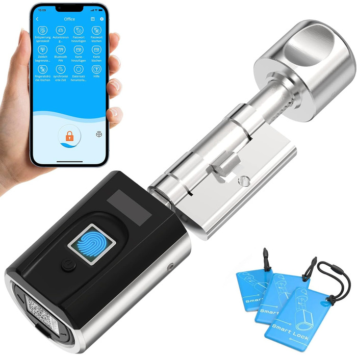 Електронний дверний замок WELOCK SECBN51 з відбитком пальця, RFID-карткою, Bluetooth, Wi-Fi, для вхідних дверей 30-70 мм, IP65