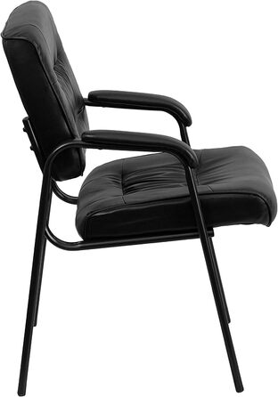 Крісло-табурет Haeger Flash Furniture з шкіри, з порошковим покриттям каркасу кольору титанового сірого, чорне