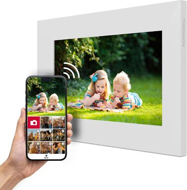 Рамка для фото Thomson Fotorahmen – 7 дюймів, IPS Full HD, сенсорний екран, 32 GB, автоматичне обертання, Wi-Fi, iOS, Android, білий