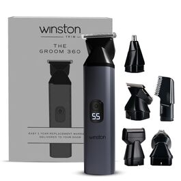 Триммер Winston Groom 360 All-in-One для чоловіків: набір 6-в-1 для догляду за обличчям та тілом (ніс, борода, тіло), водонепроникний IPX7, до 160 хв роботи