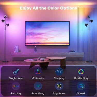 Торшер SIBRILLE 36W LED RGB з димером, 2500 Лм, з пультом і сенсорним керуванням, 2700K-6500K, 3-режими, сучасна лампа для вітальні, спальні, офісу, готелю, чорний