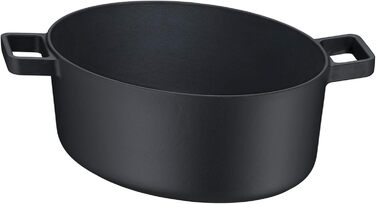 Овальний жаровий посуд WMF Flavour 34x28 см, чавунний, для індукції, емальований, з кришкою з конденсаційними виступами, сучасний дизайн, чорний