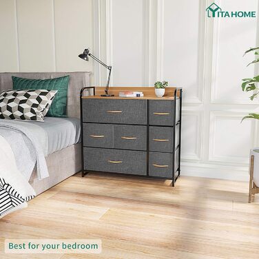 Комод YITAHOME з 7 тканинними шухлядами для спальні, вітальні, дитячої, передпокою, темно-сірий