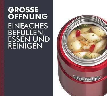 Термос для їжі Thermos Stainless King 710 мл, нержавіюча сталь, червоний, зберігає гаряче 14 годин, холодне 24 години, герметичний, для супу, мюслі, рагу, підходить для посудомийної машини
