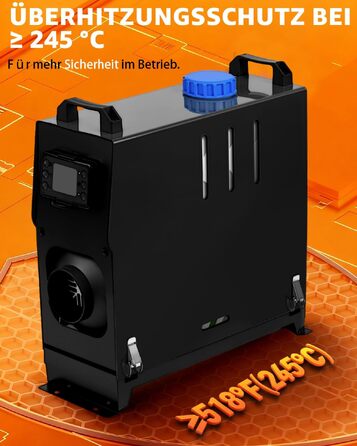 Автономний дизельний обігрівач повітря 12V 5-8кВт з LCD-дисплеєм та пультом керування, комплект з глушником для кемпера, вантажівки, човна та автобуса (8кВт, чорний)