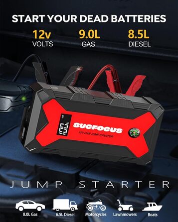 Powerbank для авто Starthilfe 4000A: Запуск двигуна 12V (до 9L бензин/8.5L дизель), LED-ліхтарик, USB зарядка 3.0