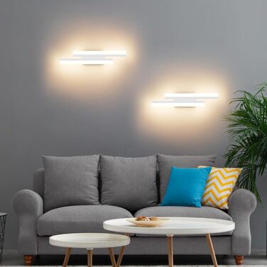 Світлодіодний настінний світильник Klighten 40 см, 12W, 850 Лм, сучасна декор-лампа для спальні, вітальні, коридору, сходів, тепле біле світло 3000K, білий колір, 110-240V