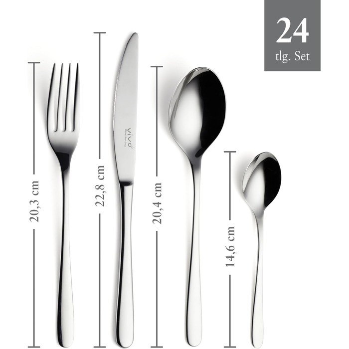 Набір столових приборів Villeroy & Boch New Fresh Basic на 6 осіб (24 предмети) з нержавіючої сталі, для посудомийної машини