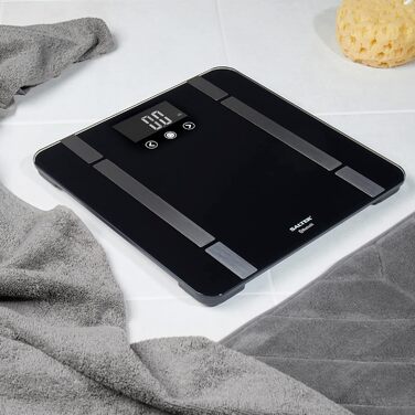 Bluetooth-вага для ванної Salter SA00432FEU6, до 200 кг, чорна, з пам’яттю на 8 користувачів, сумісна з додатком Salter Health, для контролю ваги та фітнесу