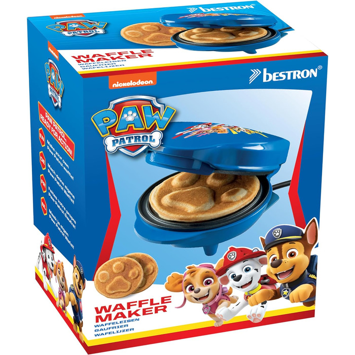 Міні-вафельниця Paw Patrol для дітей, Ø 10 см, синя, офіційна ліцензія, з індикатором випікання, для свят