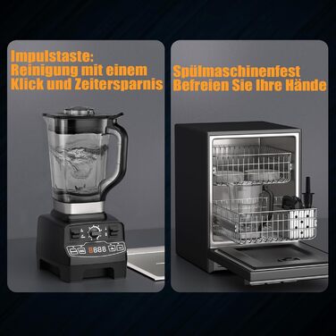 Потужний блендер Enfmay 2000Вт, 4 програми, 8 швидкостей, LCD-дисплей, 33000 об/хв, 2л Tritan BPA-free, для смузі, супу, десертів