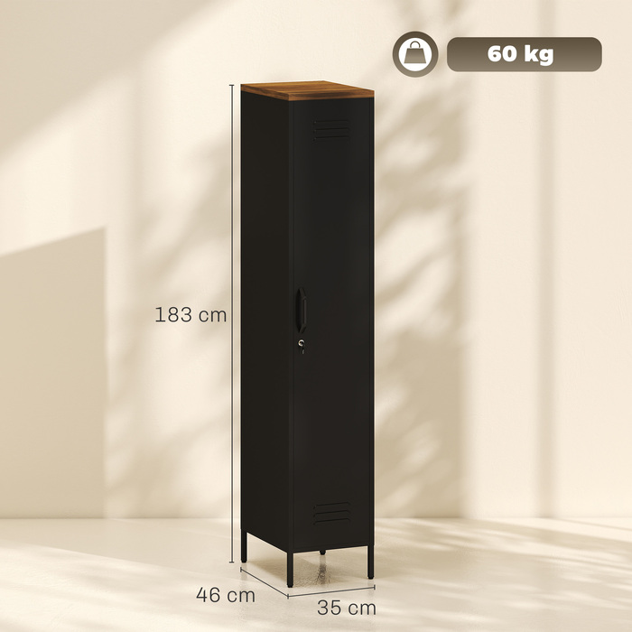 Металева шафа-купе в індустріальному стилі з регульованими полицями для спальні, гаража та офісу, чорна