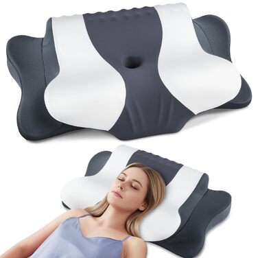 Подушка для сну DONAMA з Memory Foam: ортопедична подушка для шиї та голови для сну на боці, спині та животі з чохлом