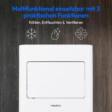 Мобільний кондиціонер MEDION P901 9000 BTU з пультом та Wi-Fi – охолодження, осушення, вентиляція. Комплектація з ущільнювачем для вікна.