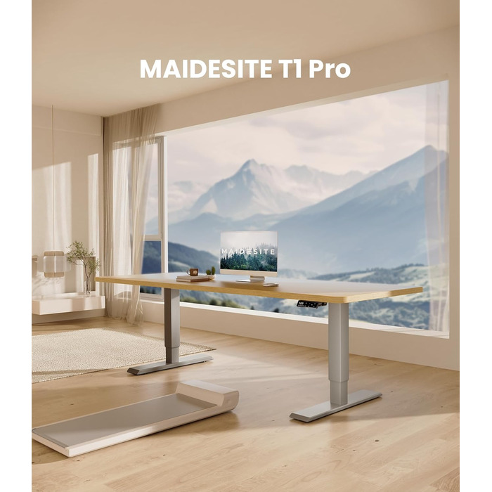 Електричний регульований стіл MAIDeSITe T1 Pro (Сірий) з 4 пам'яттю висоти та потужним мотором