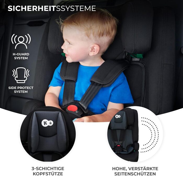 Автокрісло Kinderkraft SAFETY FIX 2 I-SIZE (76-150 см) – 9-36 кг, Isofix, регулювання підголівника, чорний CLASSIC