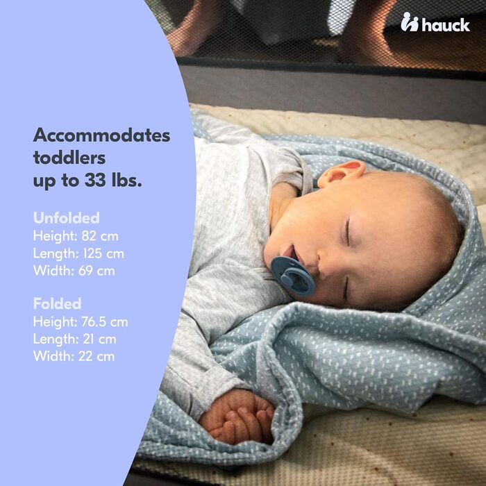 Дитяче дорожнє ліжечко Hauck Sleep N Play Go Plus з колесами, для немовлят та малюків до 15 кг, з чохлом для транспортування, складане, бежеве