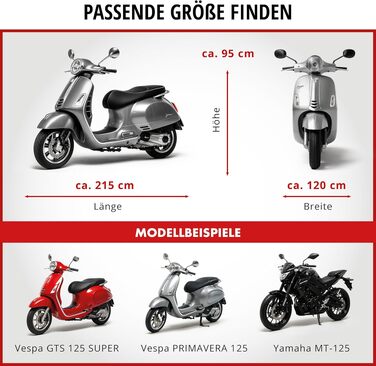 Водонепроникний захисний чохол для мотоцикла та скутера Vespa, всесезонний зовнішній тент (чорний, 185x90x110 см)