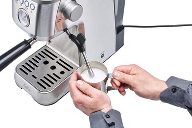 Кавомашина Solis Barista Perfetta Plus V2, напівавтоматична, з капучинатором, програмована, знімний резервуар для води, функції гарячої води та пари, срібляста