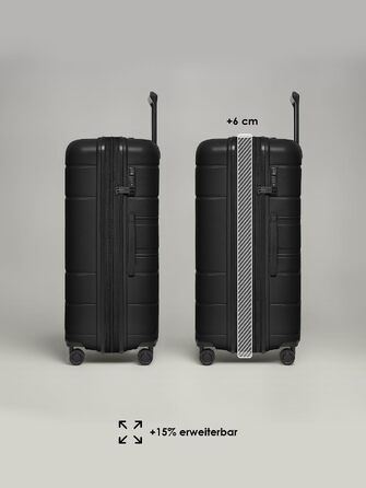 Валіза для подорожей REDOLZ Essentials 11 XL, пластикова, чорна, 76x51x32 см, з TSA-замком та розширенням