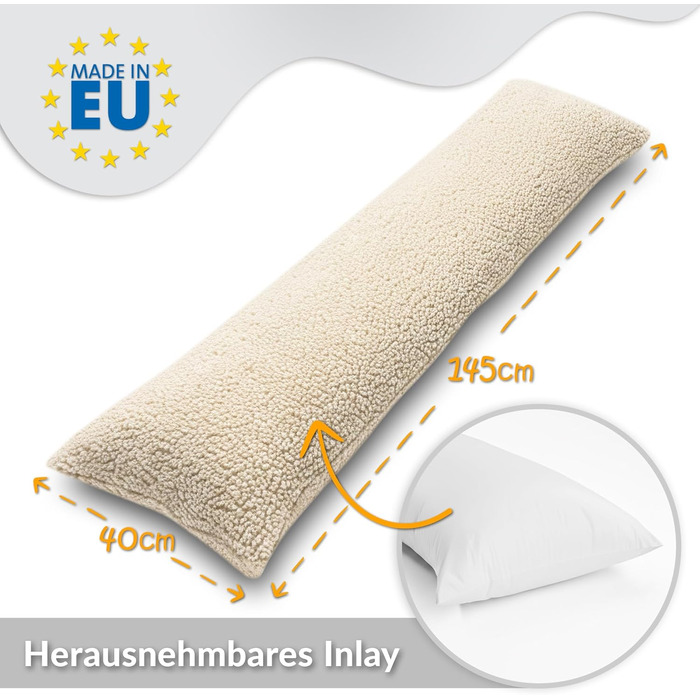 Подушка для вагітних та сну Body Pillow з тканини букле, 40x145 см, колір Pumpkin (Гарбуз), сертифікат Oeko-Tex