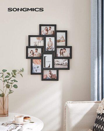 Фоторамка SONGMICS на 10 фото 10x15 см, колір чорний, матеріал МДФ - RPF20WT