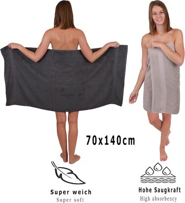 Набір рушників Betz Palermo 6 шт: 2 банних 70x140 см, 4 для рук 50x100 см, сауна-рушник, антрацит (Stone)