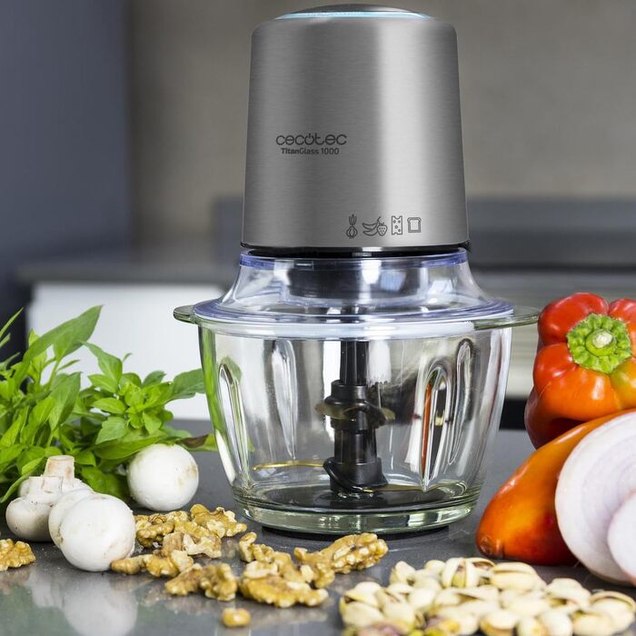 Електричний подрібнювач Cecotec TitanGlass 1000, 1л, 500Вт, 4 титанових ножів, 2 швидкості, з лопаткою