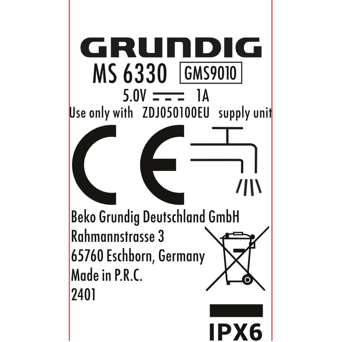 Чоловіча електробритва GRUNDIG MS 6330, 60 хв роботи, висувний тример, 3-різальний блок, 74% перероблений пластик, для подорожей, чорна