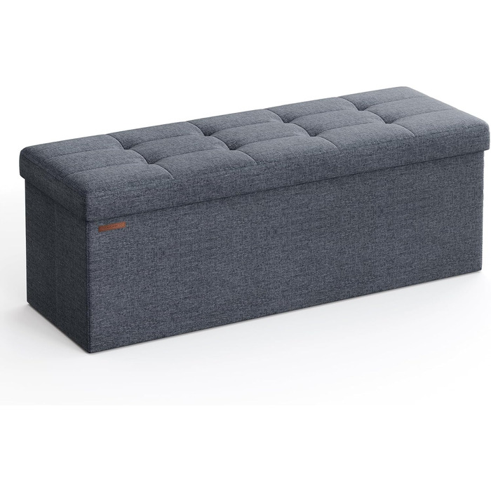 Складаний пуф SONGMICS з місцем для зберігання, 110×38×38 см, до 300 кг, нейлоновий, неоново-блакитний, для вітальні, спальні, передпокою