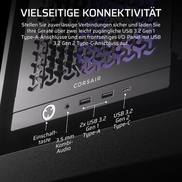 Корпус для ПК CORSAIR 4000D RS ARGB Mid-Tower ATX, високий повітряний потік, 3 встановлені ARGB вентилятори, сумісність з ASUS BTF, MSI Project Zero, Gigabyte Project Stealth, чорний