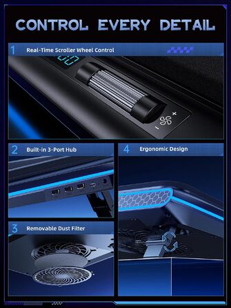 Ігровий охолоджувач для ноутбука Ilano RGB Cooling Pad з підсвіткою
