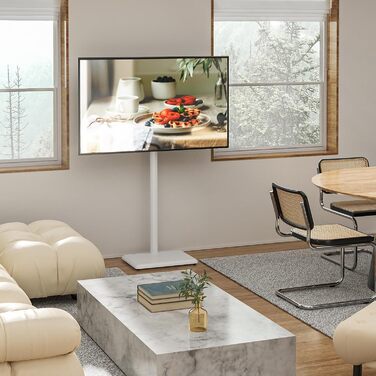 Підлогова стійка для телевізора TVON 32-55" (білий, регульована висота, поворотна, макс. 40 кг, VESA 400x400)