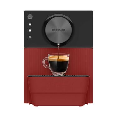 Компактна автоматична кавомашина Cecotec Cremmaet Cube Red, 1350 Вт, 19 бар, з сенсорним керуванням та системою попереднього змочування