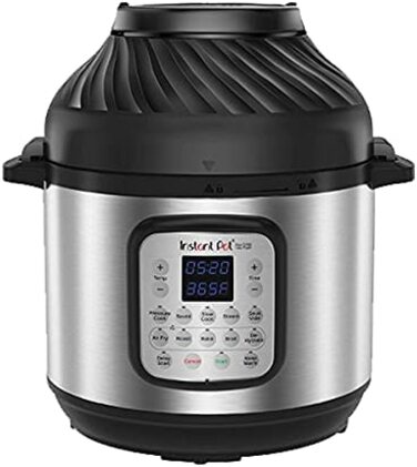 Мультиварка Instant Pot Duo Crisp 5.7 л з функцією аерофритюрниці 11-в-1, електричний скороварка, пароварка, дегідратор, гриль, з нержавіючої сталі, срібляста