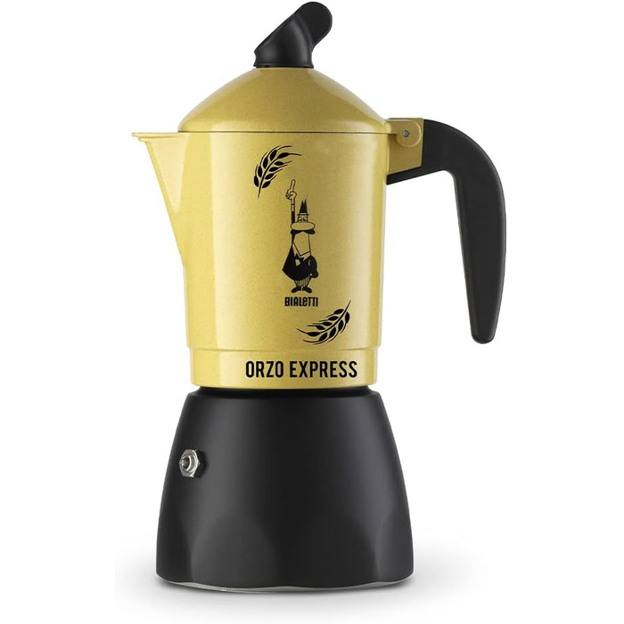 Кавоварка Bialetti Moka Orzo Express для ячмінної кави, алюмінієва, жовта, на 2 чашки