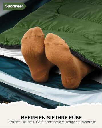 Спальний мішок Sportneer Outdoor у формі ковдри, 220x80 см, зелений